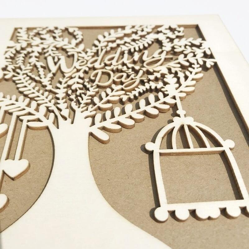1PCS Wedding Decroation Guest Book Wooden Tree  DIY Craft Album Scrapbooking Picture Album 20 Pages LS