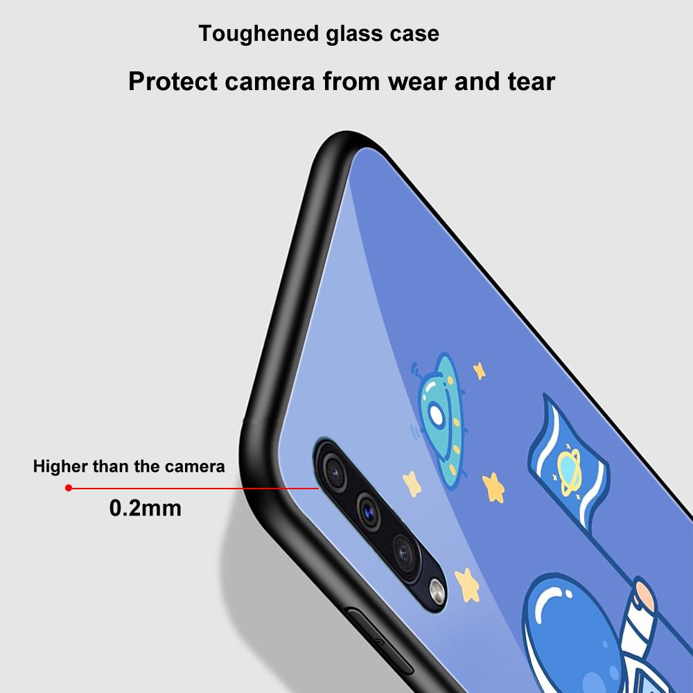 Cute Bear Moon Astronaut Case For Samsung Galaxy A71 A72 A70 A73 A53 A13 5g A03 A22 A21s A03 Core A42 A52 Glass Cover Coque Capa