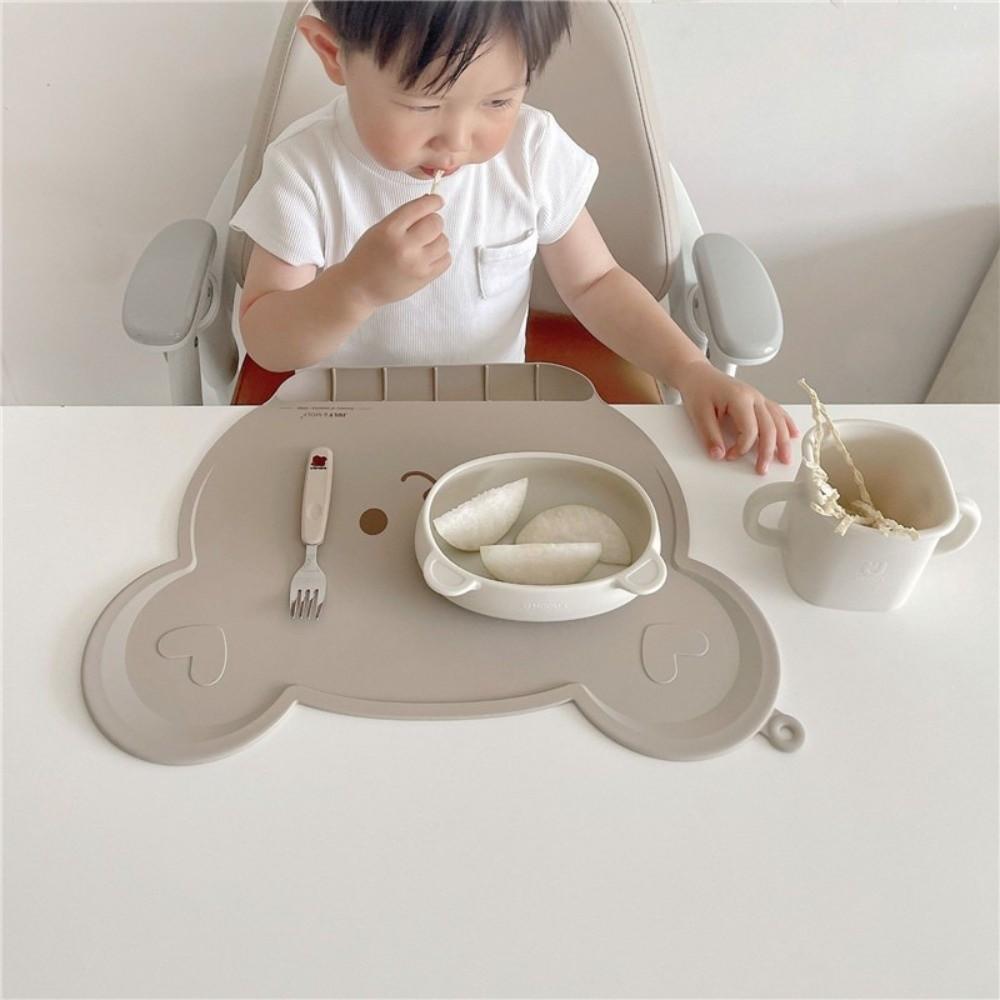 Bear Shape Kids Table Mat Waterproof Baby Placemat Cute Baby Silicone Placemat Baby