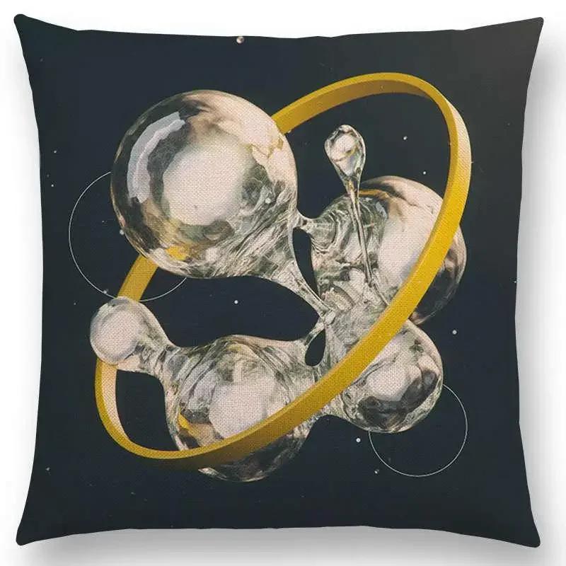 Newest 3D Print Surreal World Amazing Scenery Cushion Cover Metal Sculpture Sofa Throw Pillow Case