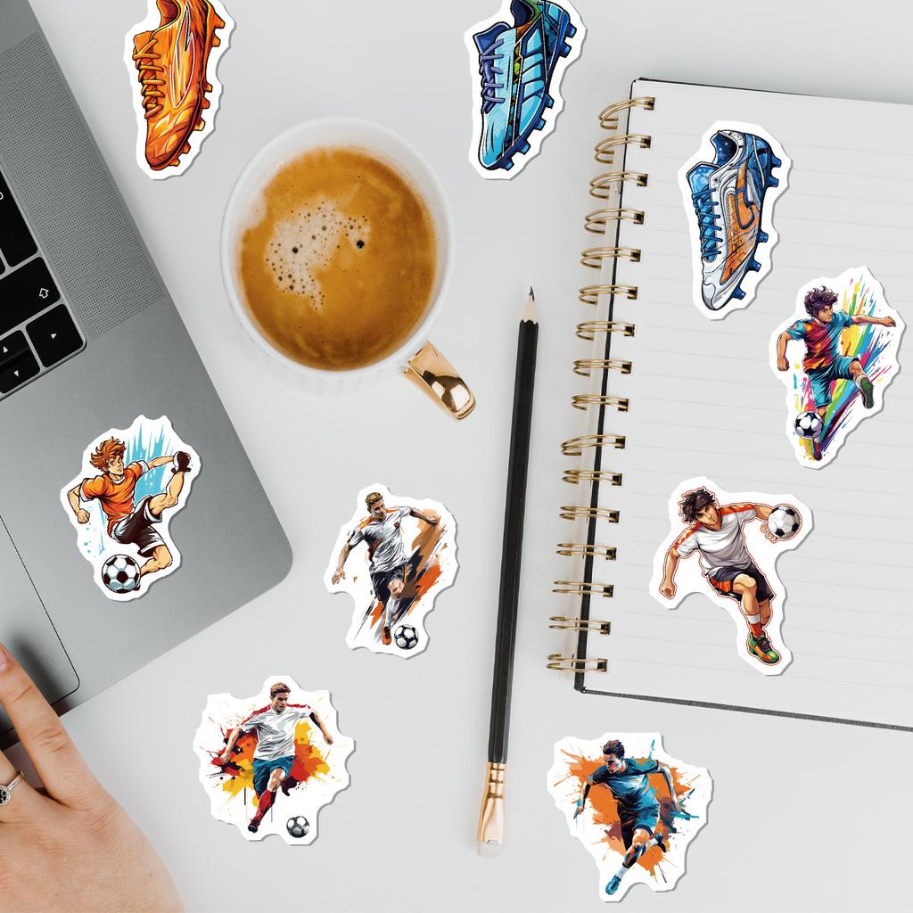 50 Cute Style Football Doodle Stickers Water Cup Suitcase Waterproof Decorative Stickers Creative Sports Stickers