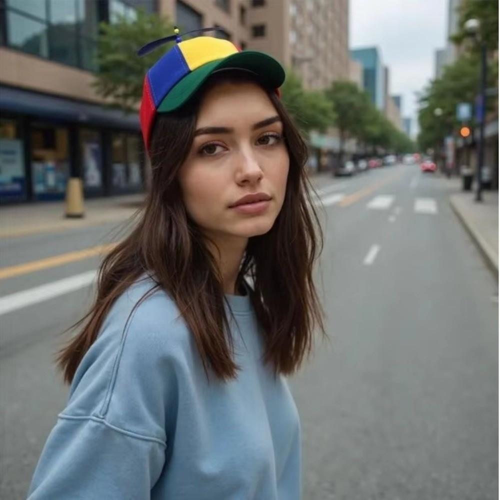 Detachable Bamboo Dragonfly Cap Cotton Colorful Helicopter Spiral Hat  Outdoor