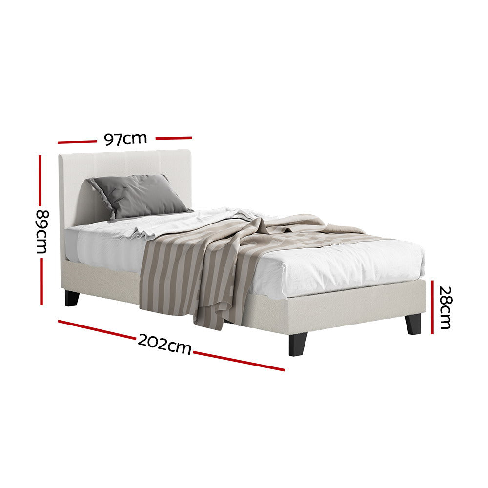 Single Bed Frames Artiss Bed Frame Single Size Boucle Fabric Mattress Base Platform Wooden