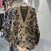 Sweaters Coat Cardigan for Women Winter Leopard Oversize Fleece Thickened V Neck Loose Long Sleeve Knit Sweaters Coat