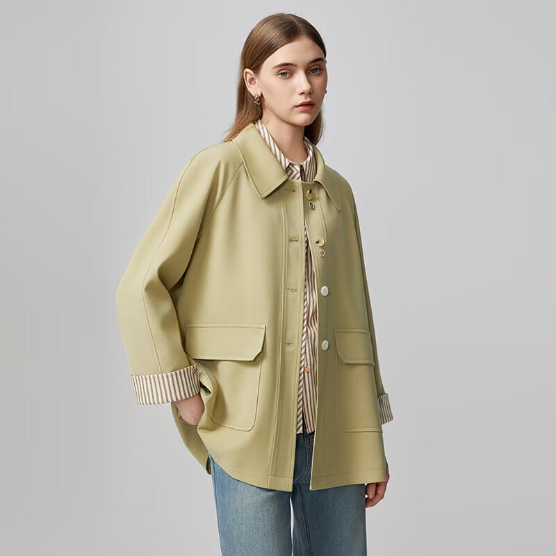 TATU Women's Loose Mid-Length Windbreaker Coat