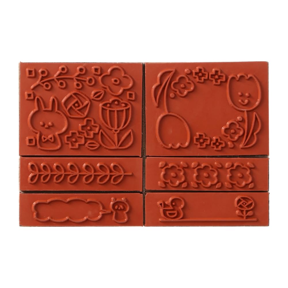 Mizutama Marks Wooden Stamp Set, Flower, MZT-STM2-A
