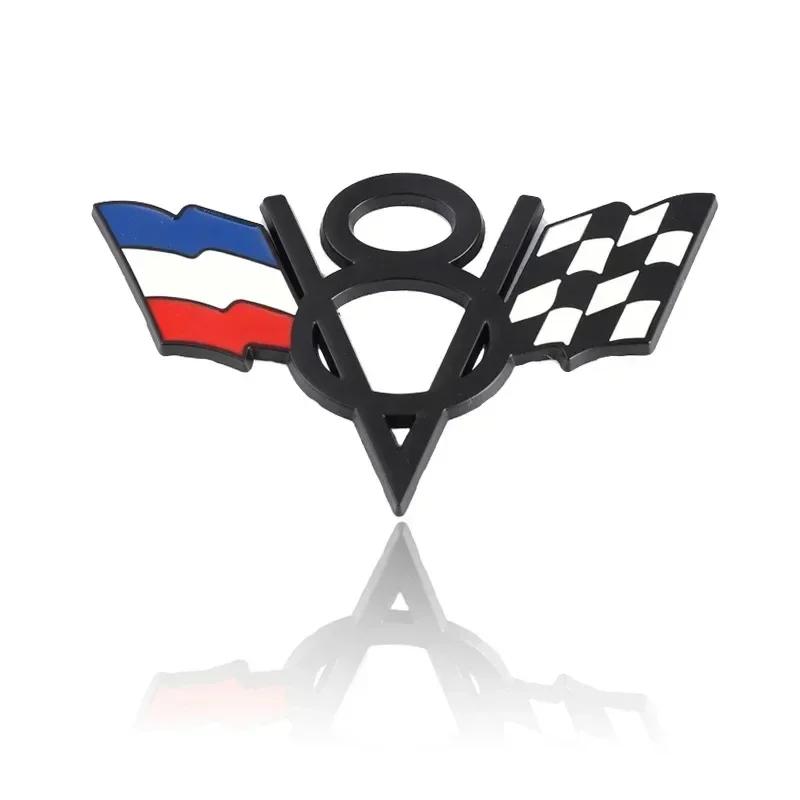 3D Metal V8 Italy France America US UK Flag Rear Trunk Fender Emblem Badge Sticker for Dodge Jeep Ford Accessories