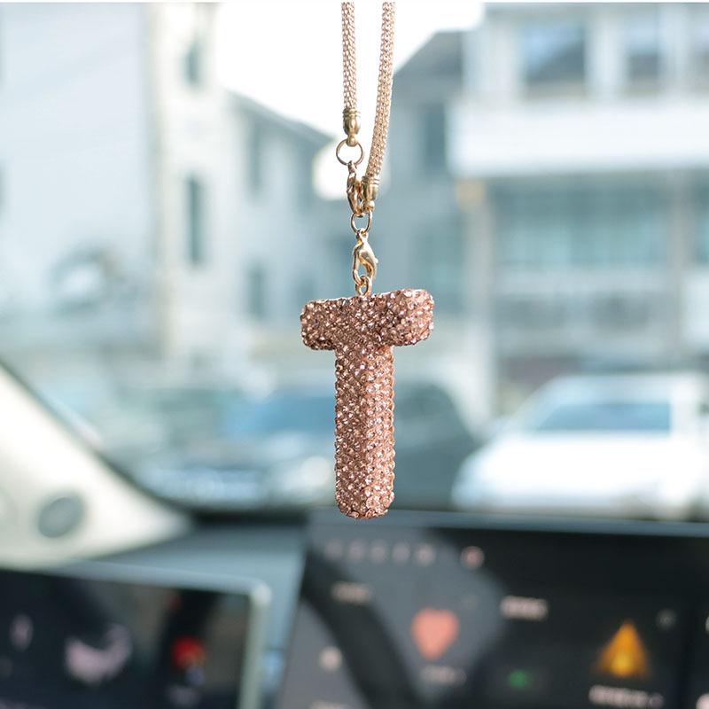 Rhinestone Ceramic Cross Pendant for Car Mirror Decor