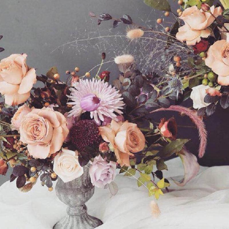 62KD Vintage Metal Flower Vase Farmhouse Pot for Fresh Dried Floral Arrangements Table Centerpiece Rustic Home Decor
