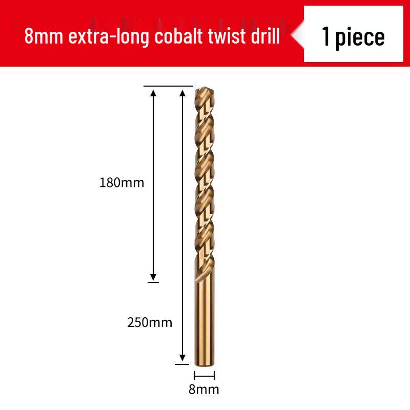 Cobalt Extra-Long High-Strength Alloy Twist Drill Bit for Stainless Steel and Woodworking