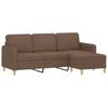 3 Seater Sofa with Footstool Brown 180 Cm Fabric