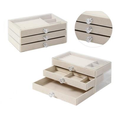 Jewelry Box Transparent Velvet Cream Fashionable