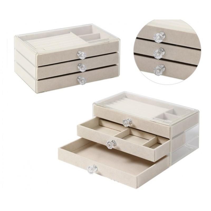 Jewelry Box Transparent Velvet Cream Fashionable