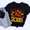 Women's Year of the Horse 2026 Short Sleeve T-Shirt Lunar New Year Chinese Sweatshirt Cotton Tshirt for Festive Occasions