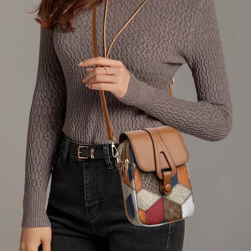 Nueva Moda Multifuncional Ligera Bolso de Hombro Estampado Bolsa de Almacenamiento Phe Bolso Cruzado Retro a Cuadros para Mujer