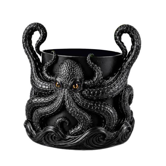 Elegant Garden Flower Pot 3D Printed Octopus Planter with Tray, Creative Succulents Pot, Weather-Resistant Pla Material Container Planting Container,