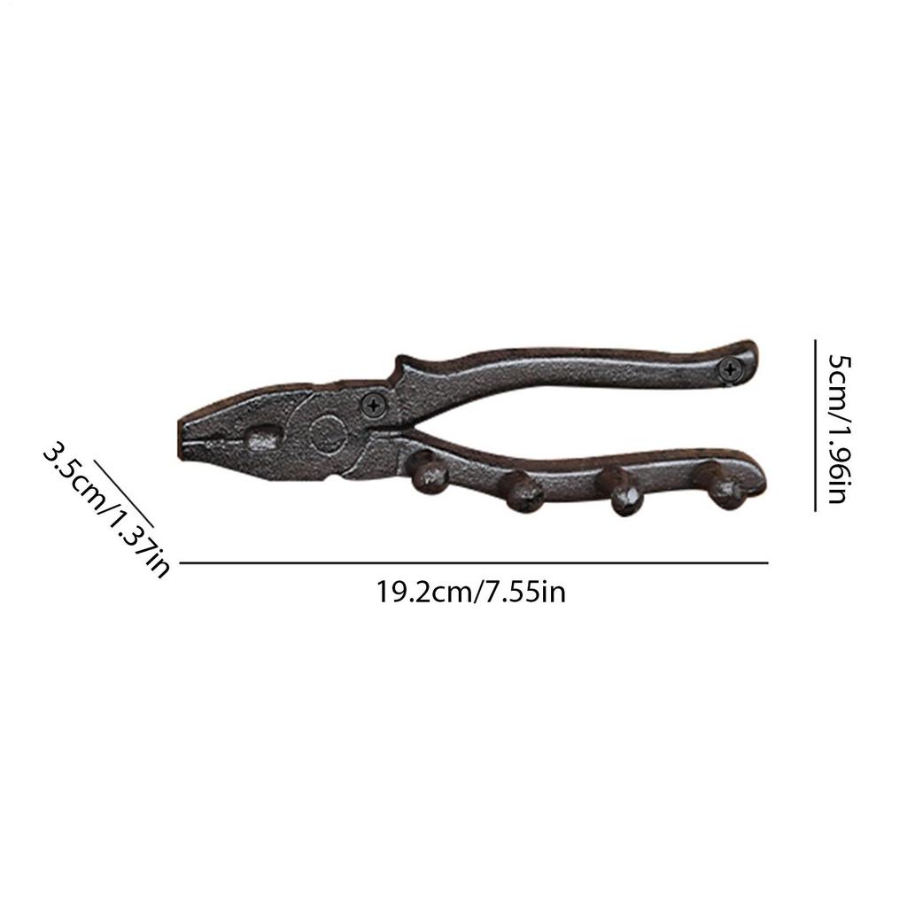 Cast Iron Wall Hooks Plier Shape Vintage Tool Hanger Rustic Key Hanger Holder for Homeowners DIY Enthusiasts Mechanics Craftsmen