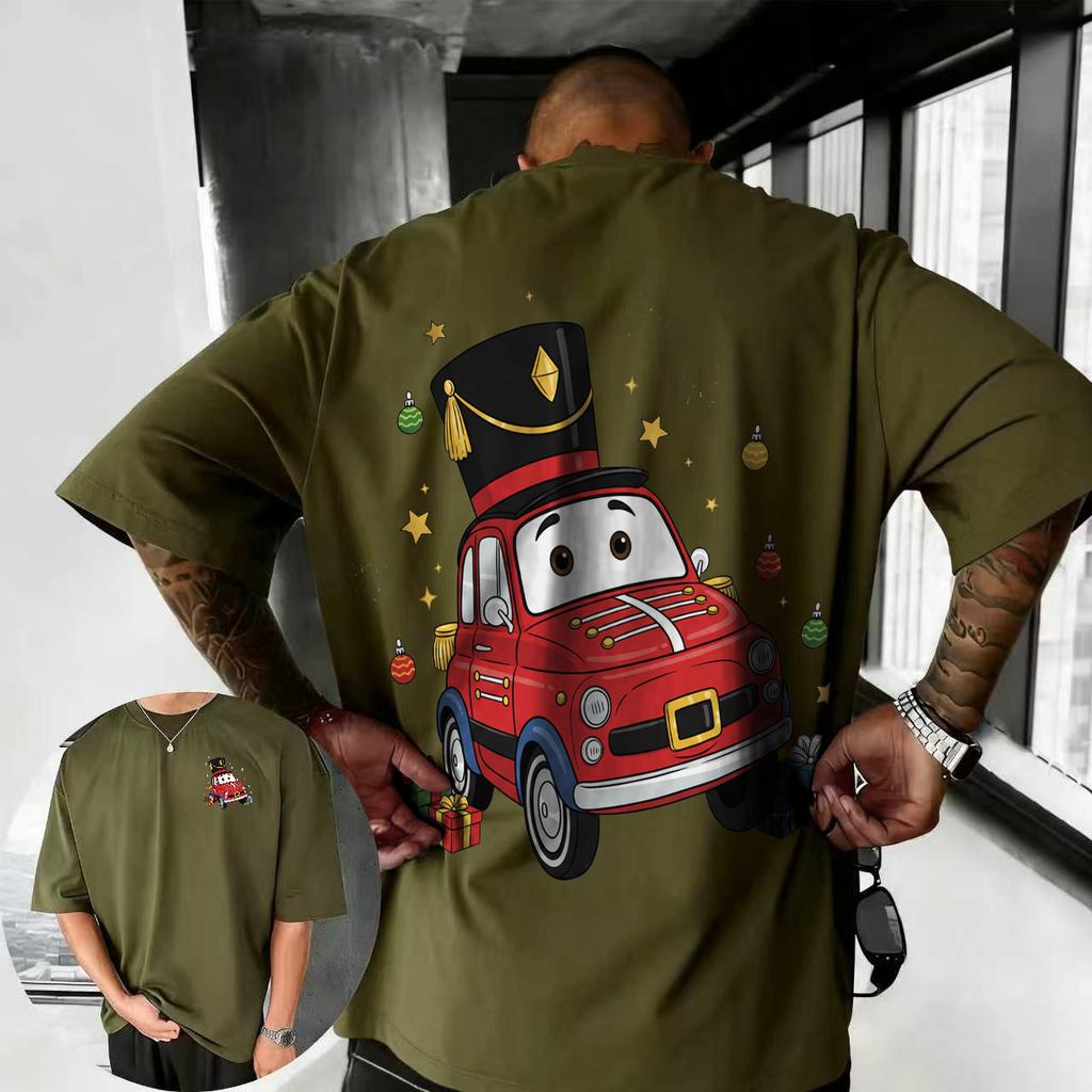 202526 Summer Disney Cars Lightning McQueen Cartoon Pattern 100 Cotton Printed Tshirt Comfortable Breathable Mens Clothing