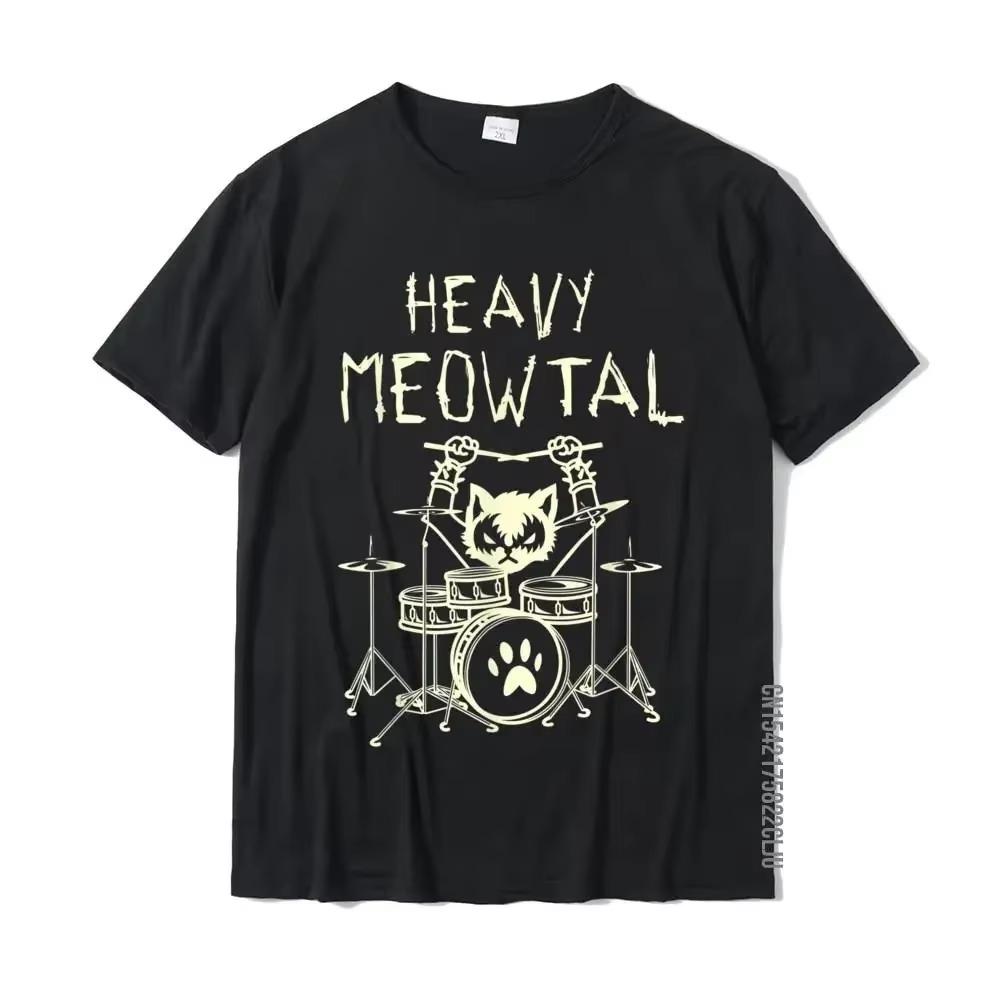 Heavy Meowtal Cat Metal Music Gift Idea Funny Pet Owner T-Shirt Latest Printed Tops Shirt Cotton T Shirts for Boys Geek