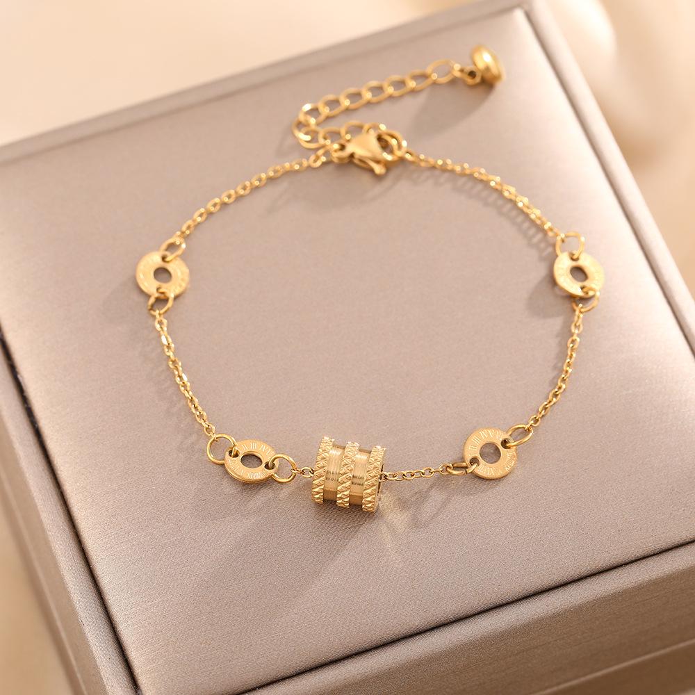 

Золотой глянцевый браслет из титановой стали для женщин - Не выцветающий, Модный, Нишевый аксессуар холодного стиля