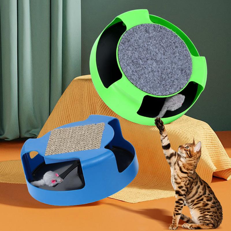 Durable Non-Toxic Plastic Interactive Cat Toy, Claw Grooming Feature In Bright Colorful Design, Battery-Free Rotating Mouse For Exercise And Agility