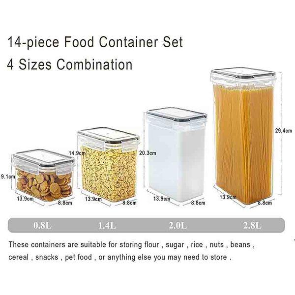 Fiyobo BPA Free Food Storage Containers with Airtight Lids Leak-Proof Bulk Food Canister Set of 14 for Kitchen & Pantry Organization