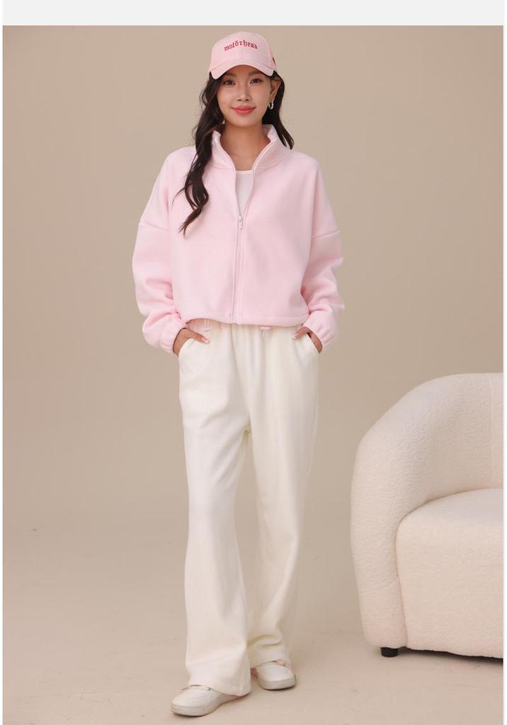 Women's Oreo Fleece Sports Jacket: Double-Sided, Velvet Thickened, Stand Collar, Loose Fit for Autumn/Winter Fitness & Casual Wear.