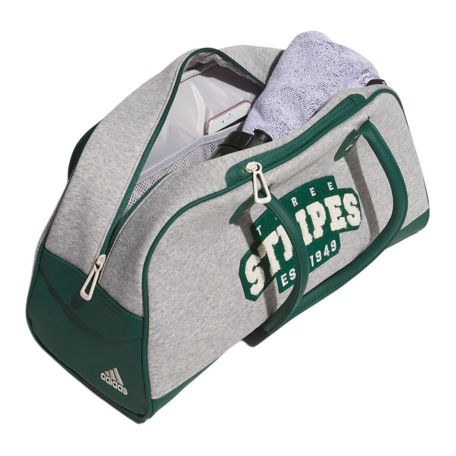 New Adidas Cotton Blended With Recycled Polyester Boston Bag Handbags Regular Unisex Medium Heather Gray & Green JF6254
