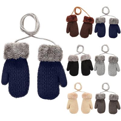 (Proiettore)Guanti caldi ispessiti per bambini in maglia invernale per bambina e bambino