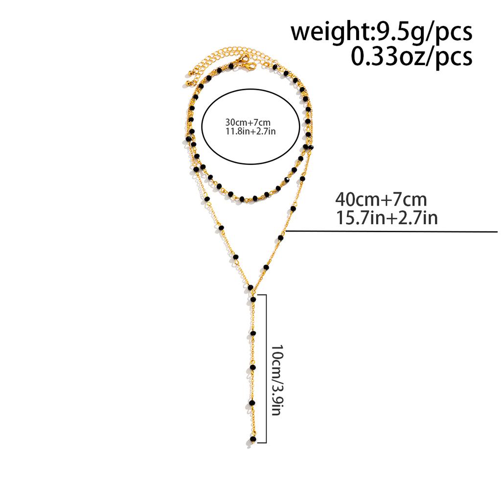 Salircon Boho Mehrschichtige Halskette mit Kristallperlen, sexy lange Quaste, Anhänger an der Vorderseite der Brust, Halskette, modischer Party-Schmuck