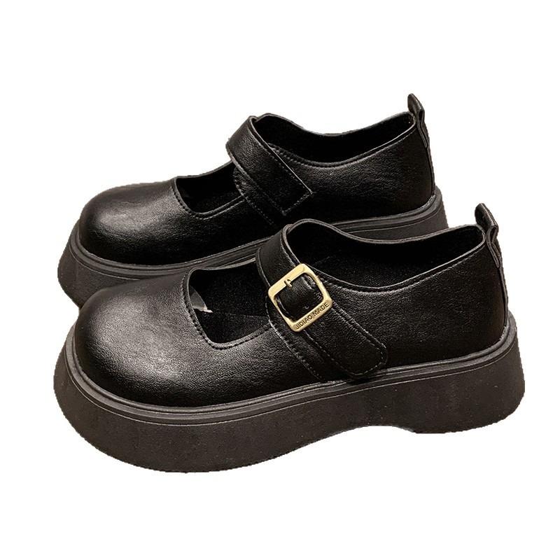 thick-soled black small leather shoes women's new summer and autumn versatile one-pedal women's shoes single shoes