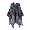 Boho Knit Shawl Women Men Lightweight Warm Wrap Scarf Fall Winter Ethnic Patterned Cape
