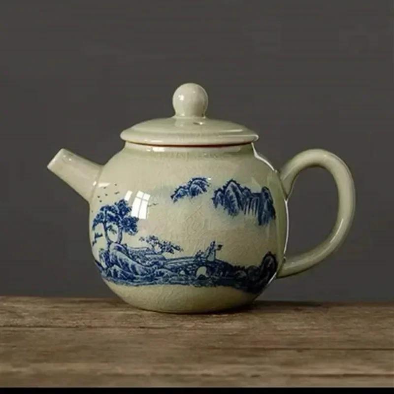 200ml Chinese Traditional Ceramic Teapots Handmade Flower Pattern Kettle Travel Portable Ball Hole Filter Tea Pot Home Tea Set