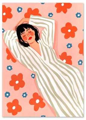 Poster Illustration Flowers Woman