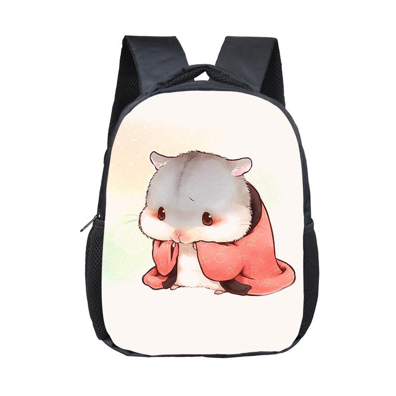 Cartoon Hamster / Pet Guinea Pig Print Backpack  Kids Schoolbags Boy Girl Kindergarten Baby Toddler Bookbag