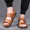 Men's Summer Sandals Leather Beach Shoes Men's Non-slip Leather Sandals Breathable Sandals Beef Tendon Sole Dual-purpose Driving Men's Shoes