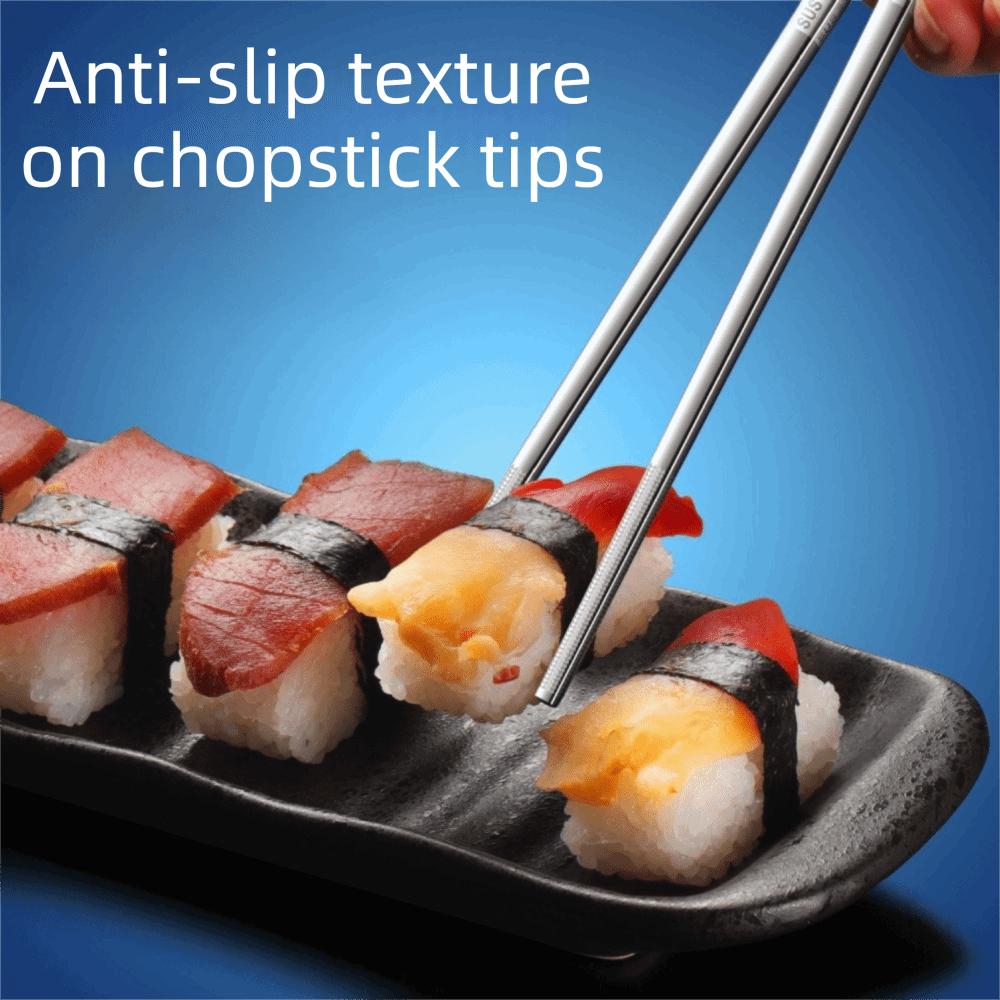 5 Pairs Mold-resistant Stainless Steel Dragon Patter Chopsticks Sushi Chopsticks  Home