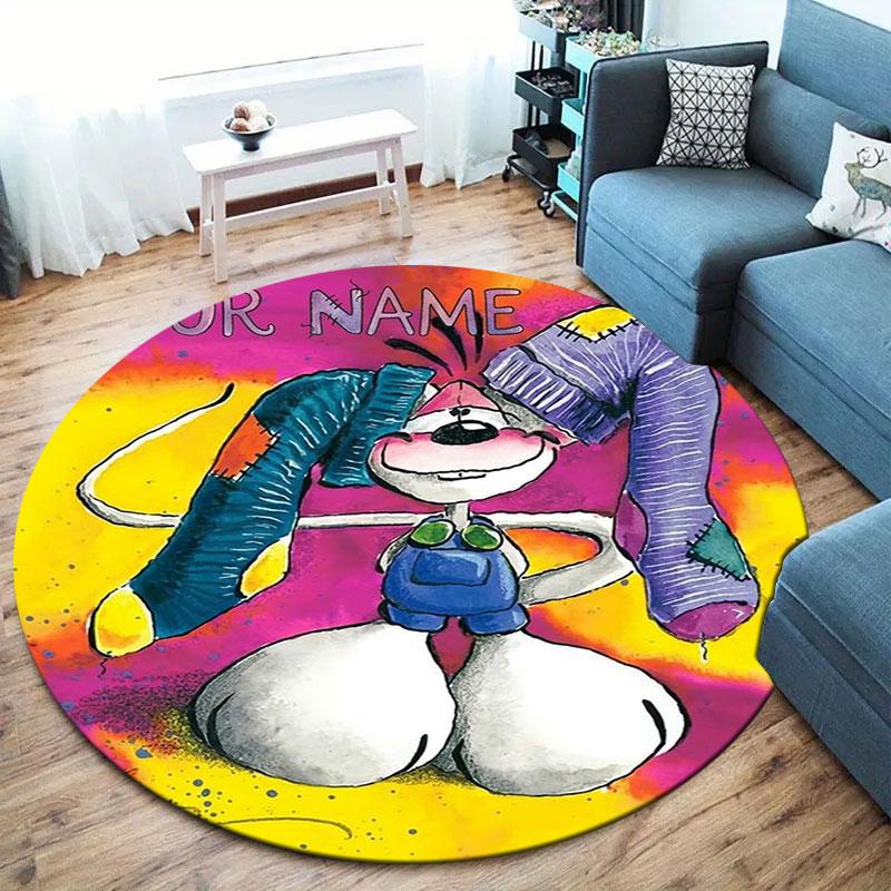 Diddl Custom Name Round Area Rug,Carpet Rug for Living Room Bedroom Sofa Playroom Decor,Non-slip Floor Mat
