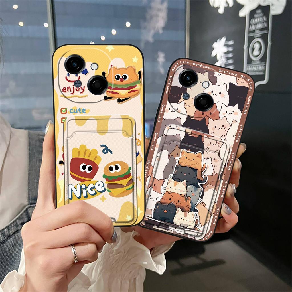 Schutzhülle Modisches Design für Tecno POP9 4G/Spark GO 1/KL4 Niedliches TPU Kartenfach Kartenhülle Stoßfest Cartoon