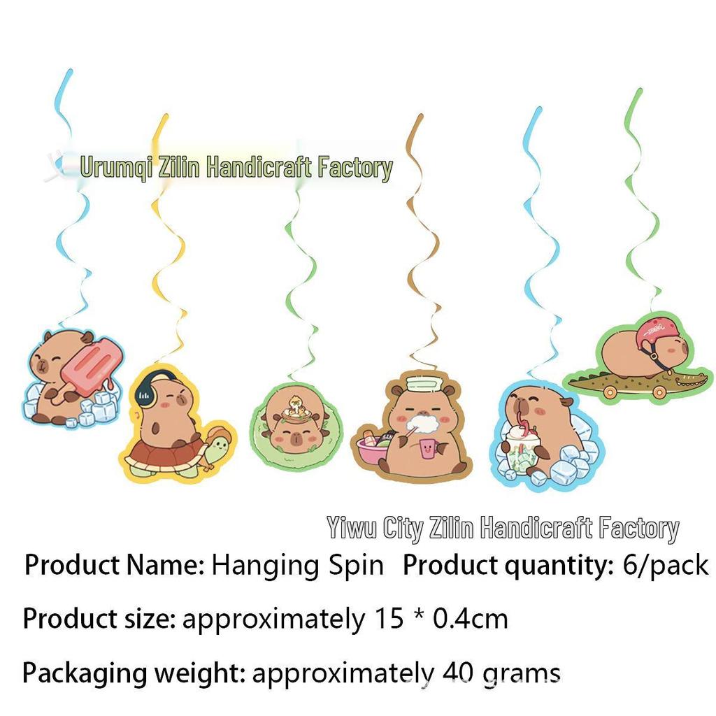 Capybara Cartoon Party Tableware Set: Disposable Tablecloth, Napkins, Plates, Decorations