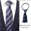 Men's 7cm Easy-Pull Zipper Tie, 1200-Needle Yarn-Dyed Polyester