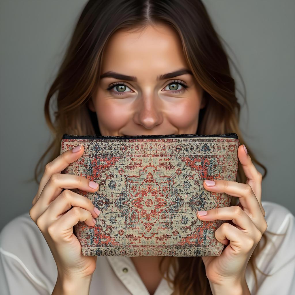 New Creative Pattern Zipper Storage Bag Printed Fine Hemp Cloth Bag Women's Multi Functional Makeup Bag