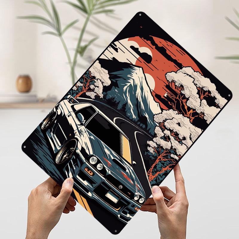 Sports Car Skyline GTR R34 Poster Customized Wall Art Vintage Metal Signs Retro Tin Plaque for Man Cave Home Decoration Luxury