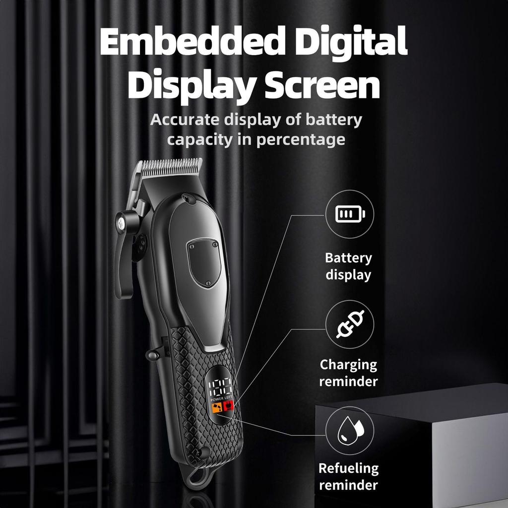 Digital Display Electric Hair Clipper for Home and Salon Use: Cross-Border Styling, Balding, and Carving