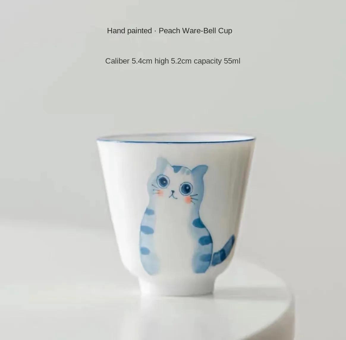 

Hand-Painted Cat Small Teacup Kung Fu Tea Cup Porcelain Master Cup Single Tea Bowl Chinese Cup Mug 200ml