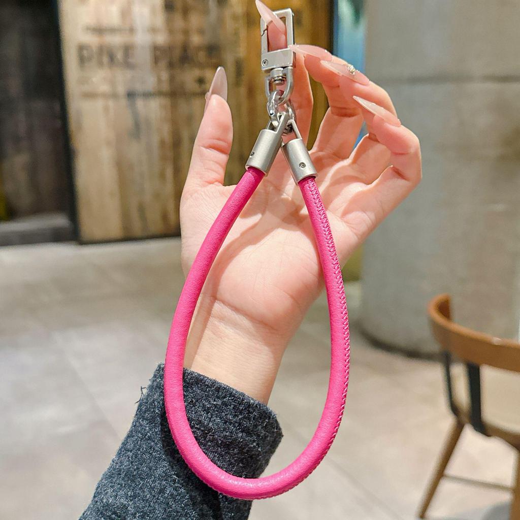 Dopamine Leather Phone Lanyard: Anti-Lost Rotating Wrist Strap & Keychain for Men and Women