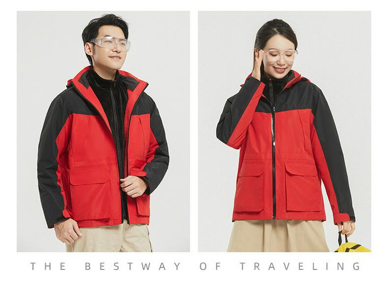 Unisex Wasserdicht Winddicht 3-in-1 Abnehmbares Jacken-Set: Fleecegefüttert, Verdickt, Warme Outdoor-Oberbekleidung