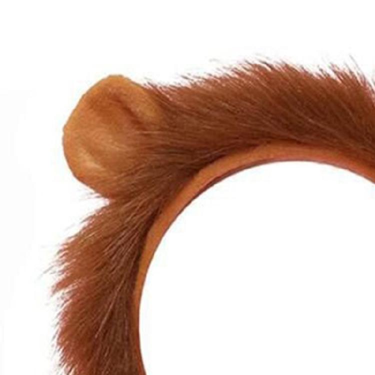 2Pcs Animal Lions Costume Set with Lions Ears Headband Lions Tail Accessories for Halloween Fancy Dress Party Props