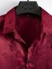 Men's 2025 Fashion Satin Jacquard Short-Sleeve Solid Color Lapel Shirt