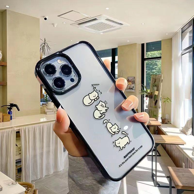 

Playful Kitten Apple 17 Pro Max Phone Case - Large Hole, Black Frame, Hard Shell, Compatible with 13/14/15/16 Pro Models iPhone 15 Pro Max
